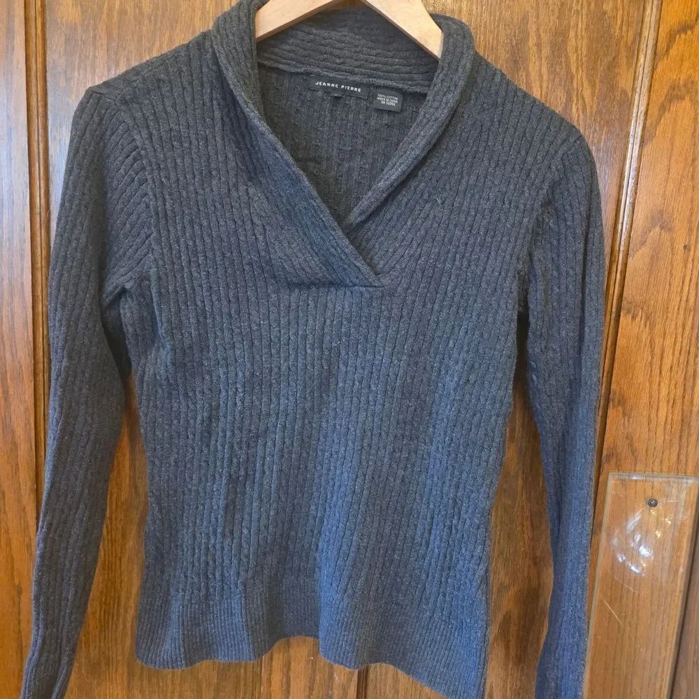 JEANNE PIERRE Charcoal Cowl Neck Sweater Small